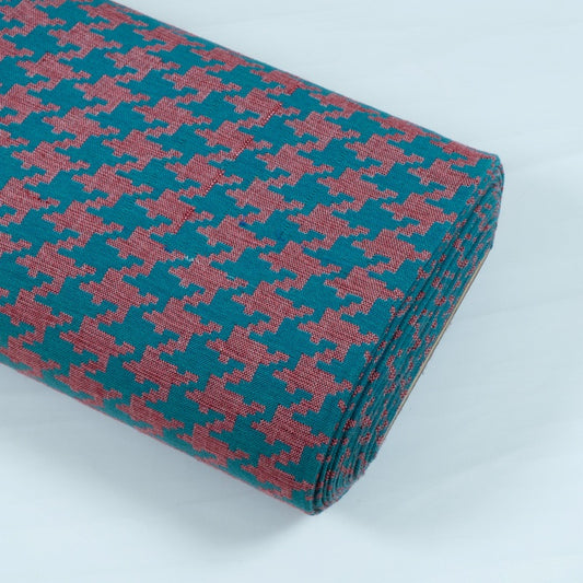 Blue Houndstooth Cotton Jacquard (Sku: J-403)