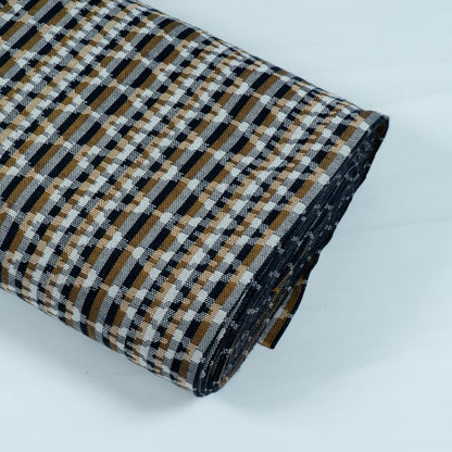 Black, White & Yellow Cotton Blend Jacquard | SKU: J-388