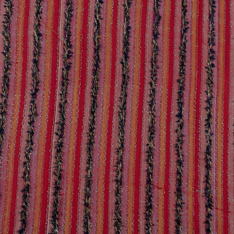 Pink & Red Tufting Cotton Stripe Jacquard Fabric (Sku: JF-12)