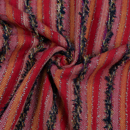 Pink & Red Tufting Cotton Stripe Jacquard Fabric | SKU: JD-12
