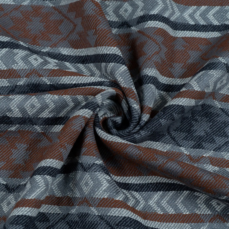 Gray & Brown Stripe Cotton Jacquard Fabric (Sku: JF-10)