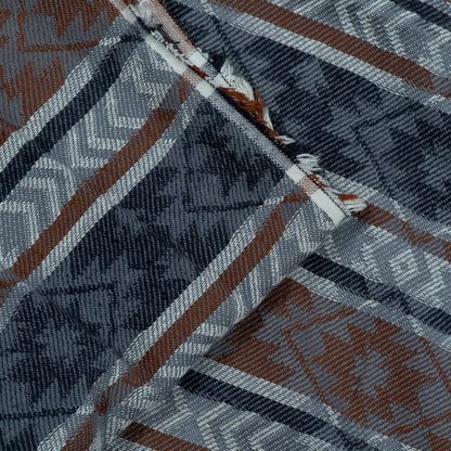Gray & Brown Stripe Cotton Jacquard Fabric | SKU: JF-10