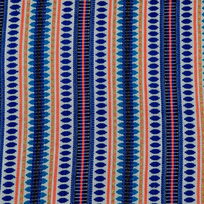 Blue & Orange Cotton Blend Capsule Jacquard | SKU: J-406