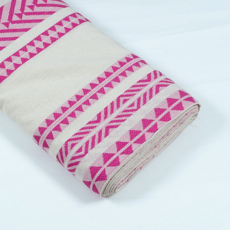 Pink & White Cotton Jacquard (Sku: J-390)