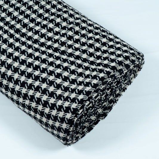 Black & White Cotton Houndstooth Jacquard (Sku: J-414)