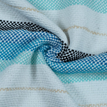 Blue, White & Black Stripe Cotton Blend Jacquard | SKU: J-410