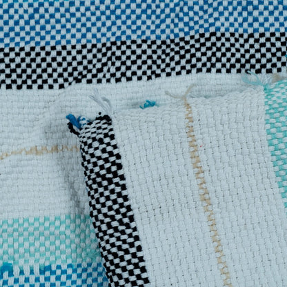 Blue, White & Black Stripe Cotton Blend Jacquard | SKU: J-410