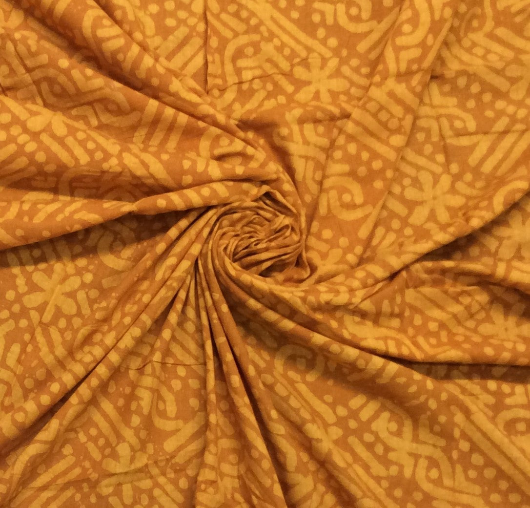 Yellow Color Cotton Hand Block Print Fabric (SKU: B-103)