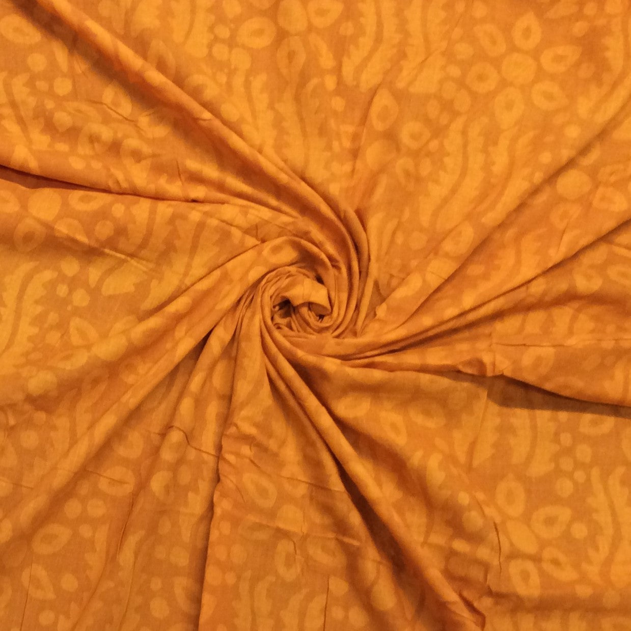 Mustard color Hand Block Print Cotton Fabric (SKU: B-105)