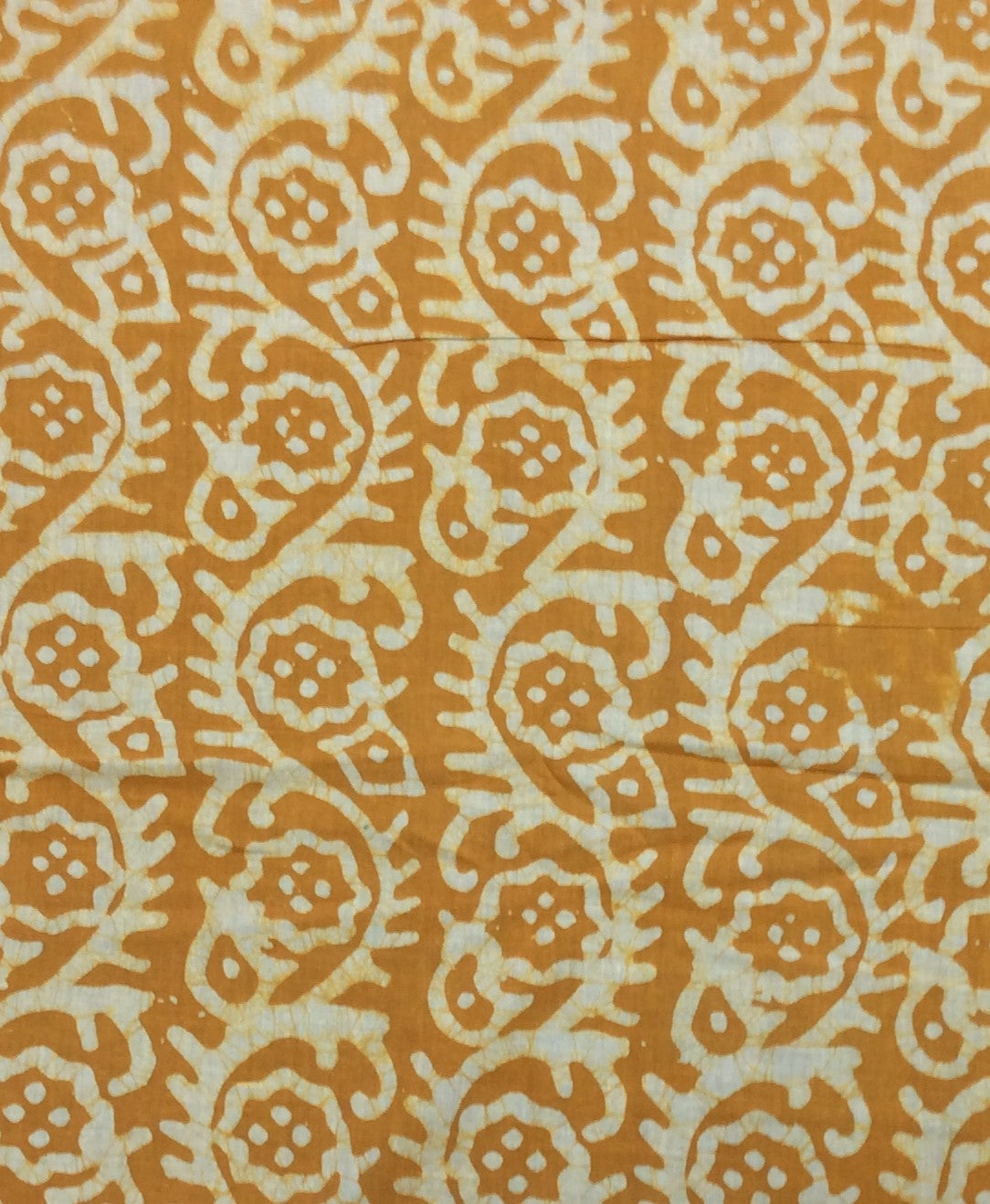 Yellow, White Hand Block Print Cotton Fabric (SKU: B-106)