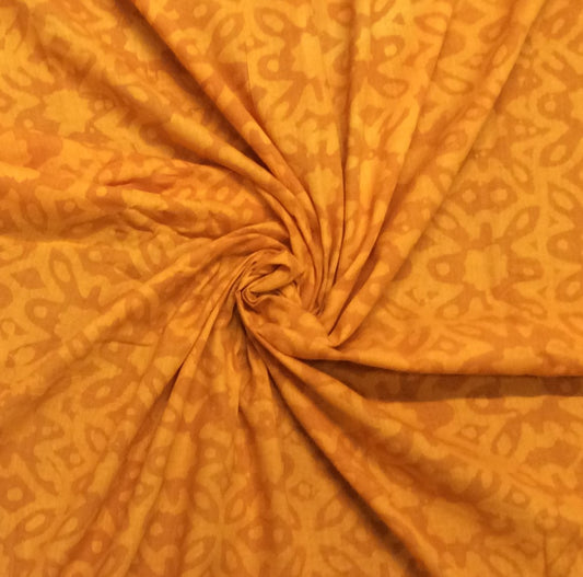 Yellow color Hand Block Cotton Fabric (SKU: B-107)