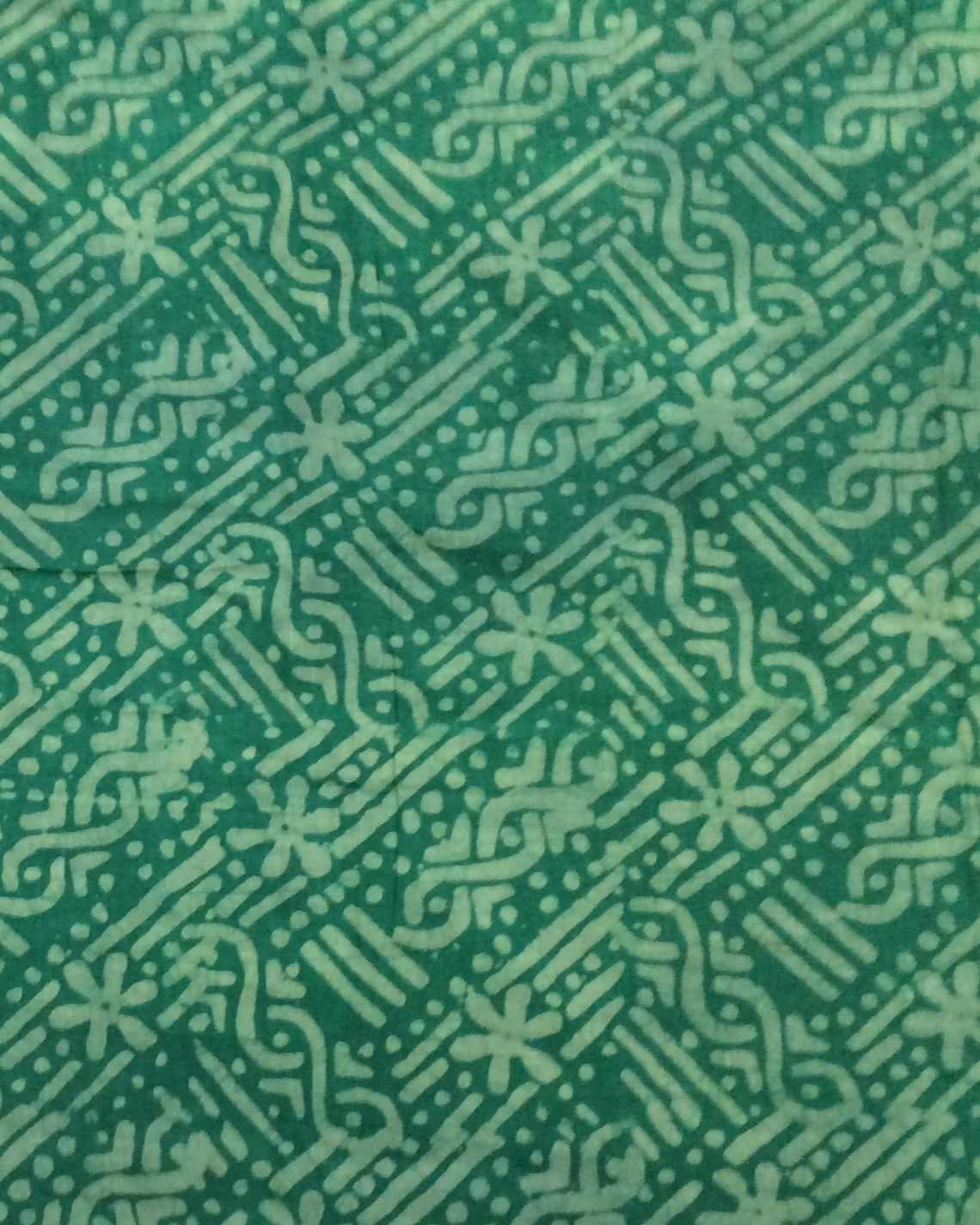 Green color Cotton Hand Block Print Fabric (SKU: B-109)