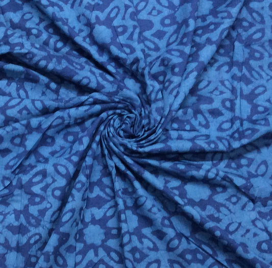 Blue color Hand Block Print Cotton Fabric (SKU: B-111)