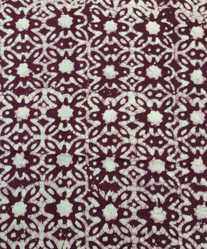 Wine, White Cotton Hand Block Print Fabric (SKU: B-116)