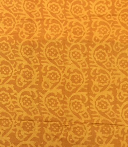Yellow color Cotton Hand Block Print Fabric (SKU: B-117)