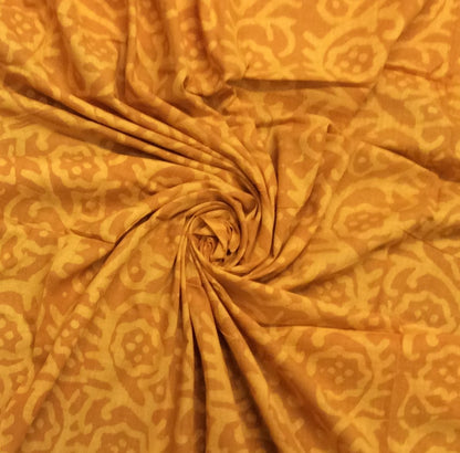 Yellow color Cotton Hand Block Print Fabric (SKU: B-117)