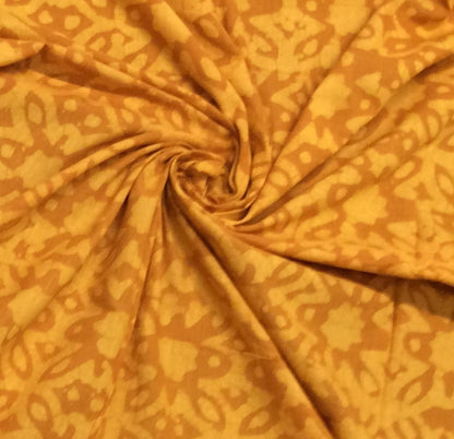 Mustard color Cotton Hand Block Print Fabric (SKU: B-118)