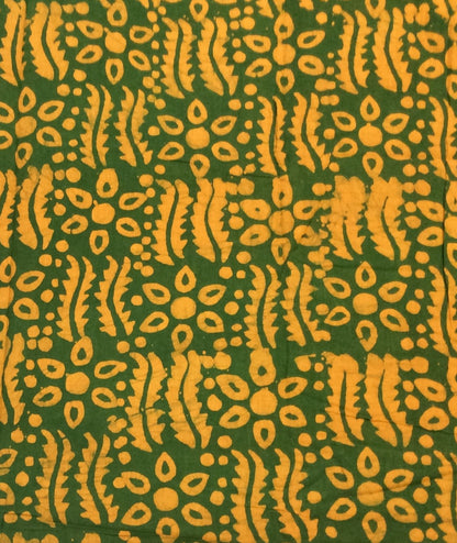 Green, Yellow color Cotton Hand Block Print Fabric (SKU: B-119)
