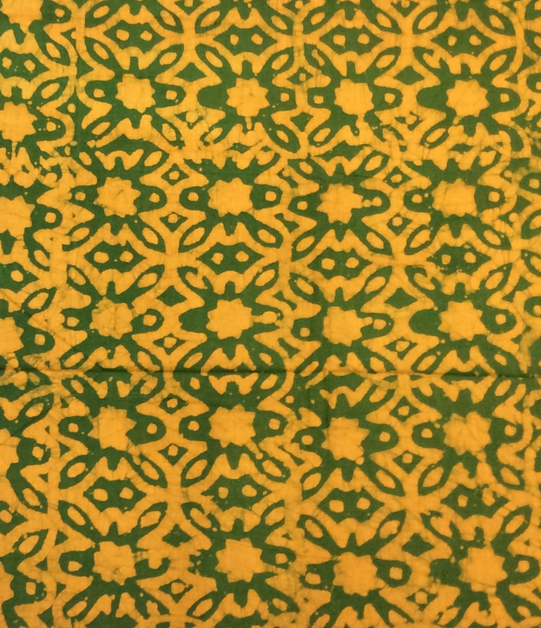 Green, Yellow color Cotton Hand Block Print Fabric (SKU: B-120)