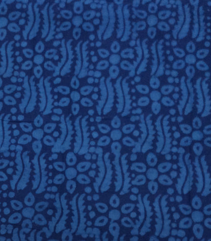 Blue Color Cotton Hand Block Print Fabric (SKU: B-124)