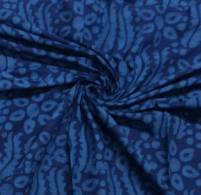 Blue Color Cotton Hand Block Print Fabric (SKU: B-124)