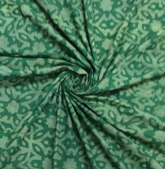 Green color Cotton Hand Block Print fabric (SKU: B-125)