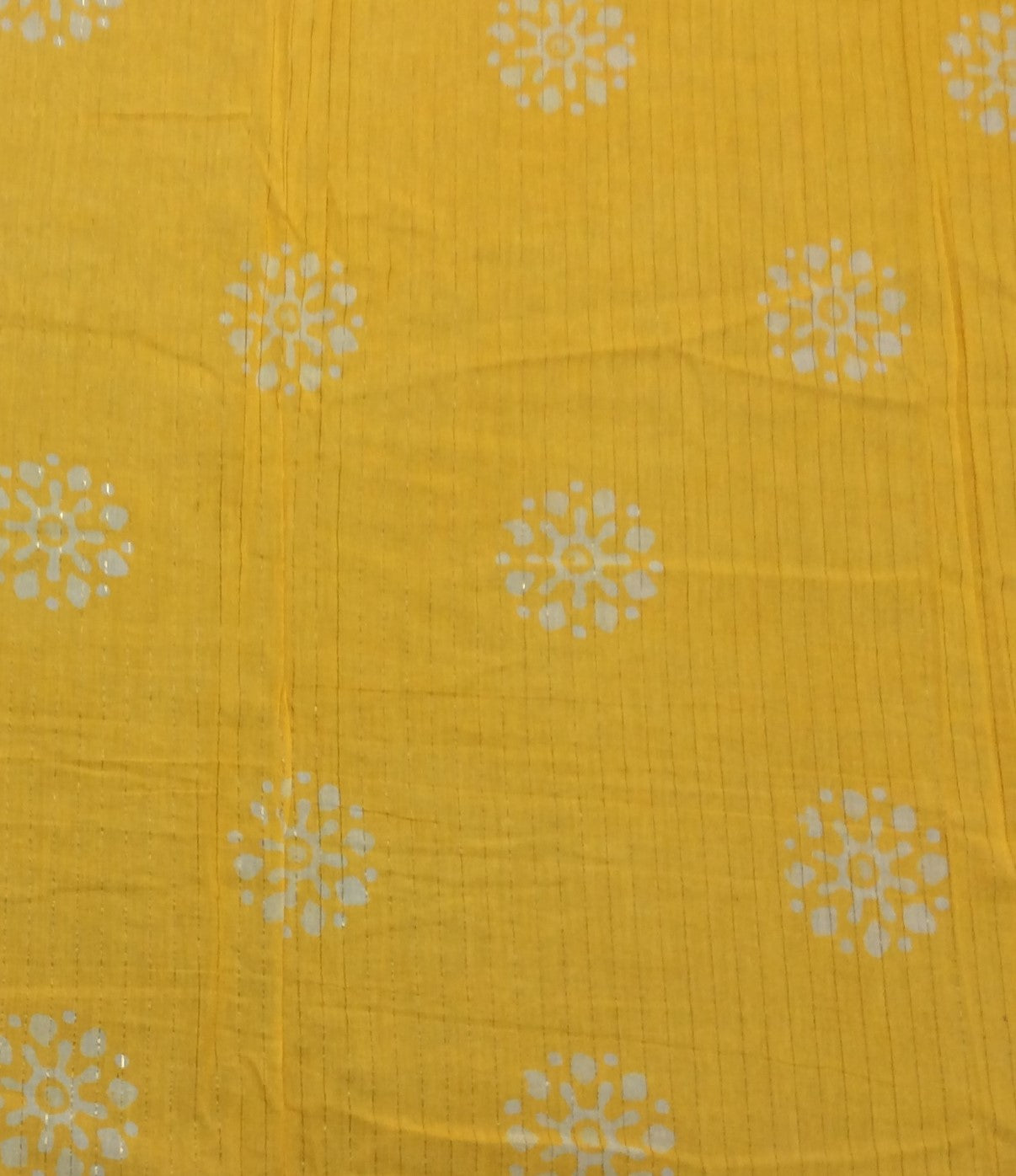 Yellow color Cotton Lurex Block Print Fabric (SKU: B-128)