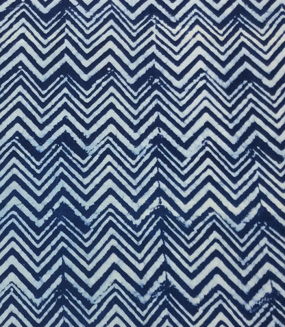 Blue Chevron Cotton Indigo Hand Block Print Fabric (SKU: B-135)