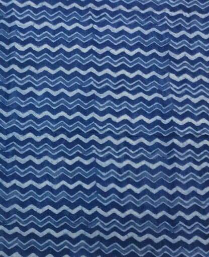 Blue Color Cotton Indigo Hand Block Print Fabric (SKU: B-136)