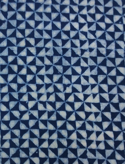 Blue Color Cotton Indigo Hand Block Print Fabric (SKU: B-137)