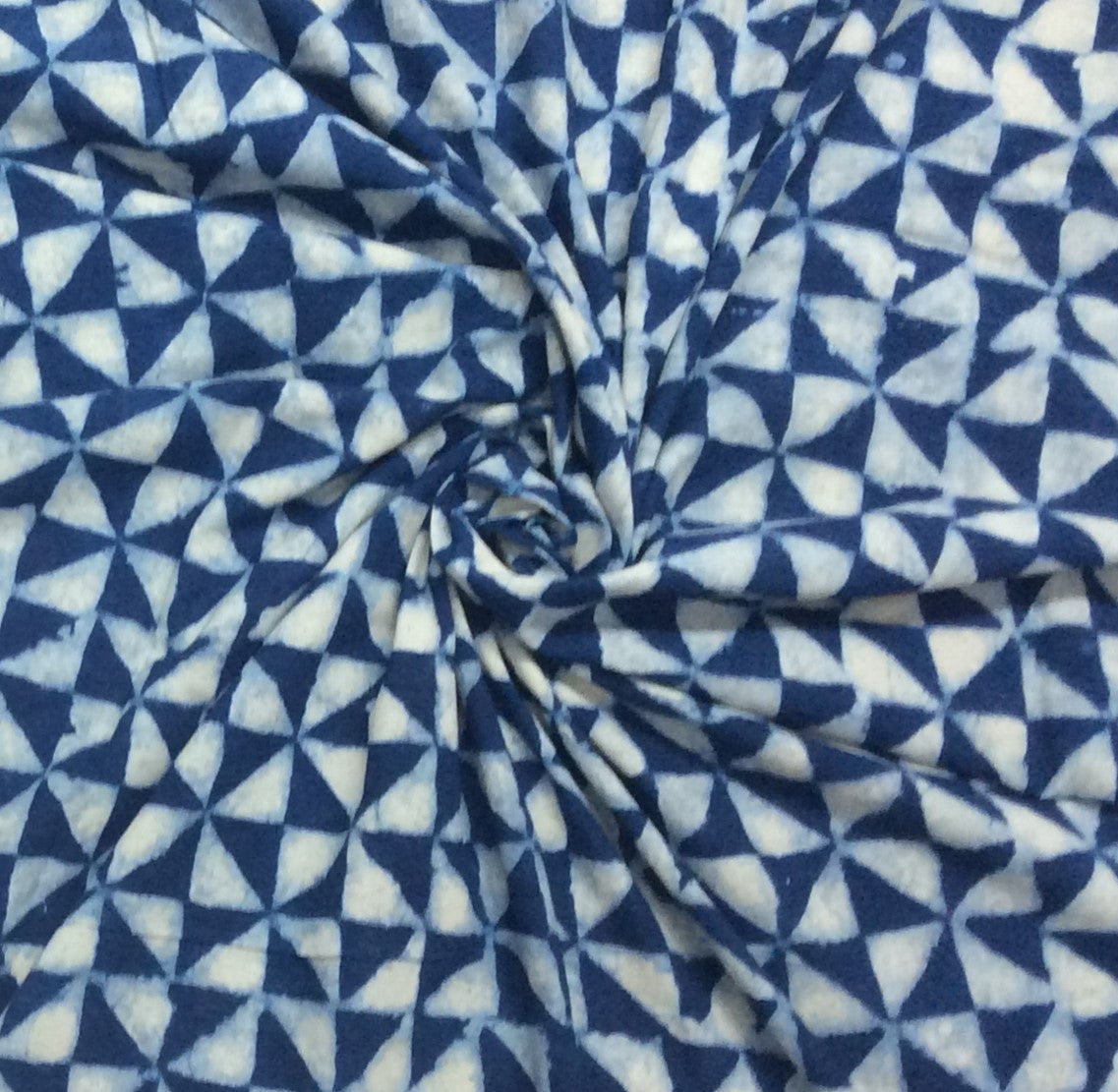 Blue Color Cotton Indigo Hand Block Print Fabric (SKU: B-137)