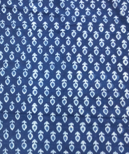 Blue color Cotton Indigo Hand Block Print Fabric (SKU: B-138)