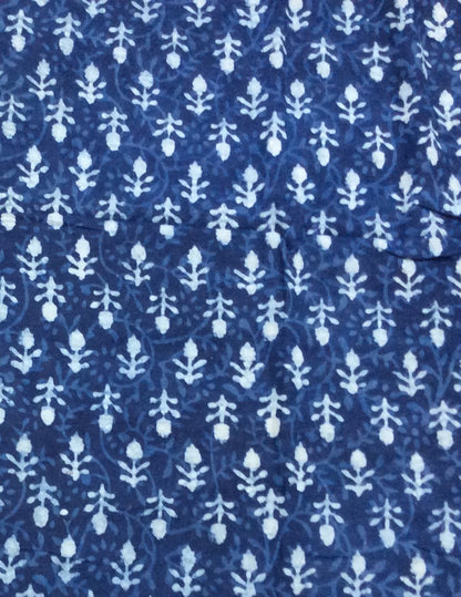 Blue Color Cotton Indigo Hand Block Print Fabric (SKU: B-139)