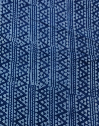 Blue color Cotton Indigo Hand Block Print Fabric (SKU: B-140)