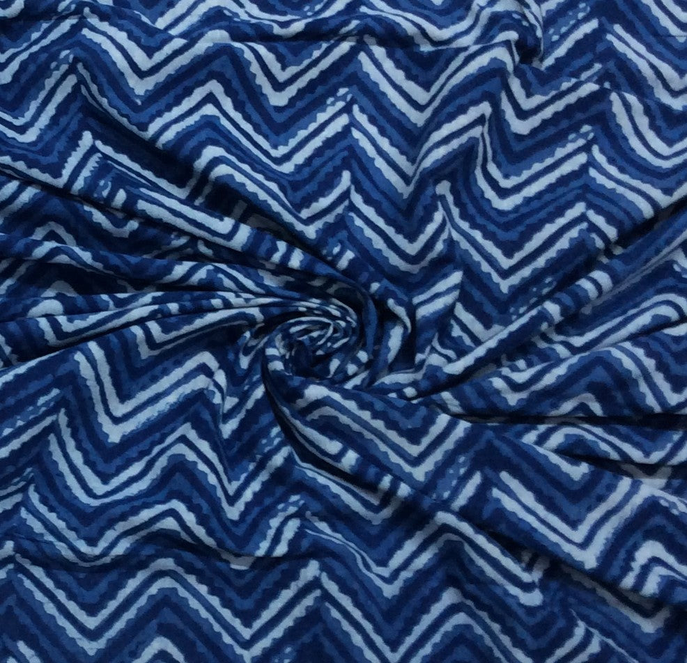 Blue color Cotton Indigo Hand Block Print Fabric (SKU: B-141)