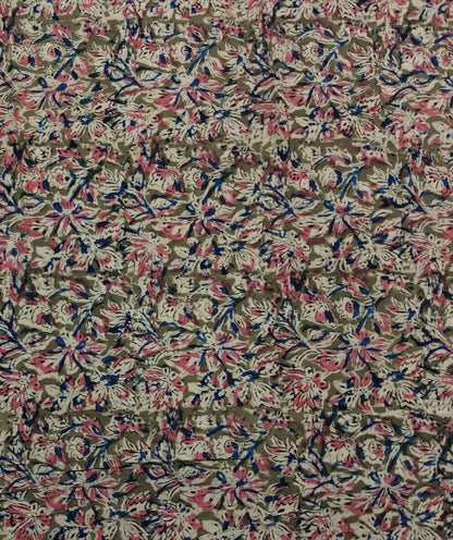 Multicolor Cotton Kalamkari Block Printed Fabric (SKU: B-144)