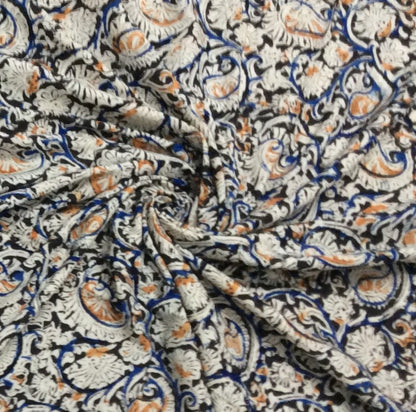 Multicolor Cotton Kalamkari Block Printed Fabric (SKU: B-147)