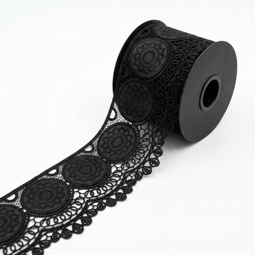 Black Leather Polyester Lace Set of 5 Meter | B-23