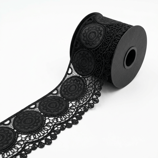 Black Leather Polyester Lace Set of 5 Meter | B-23