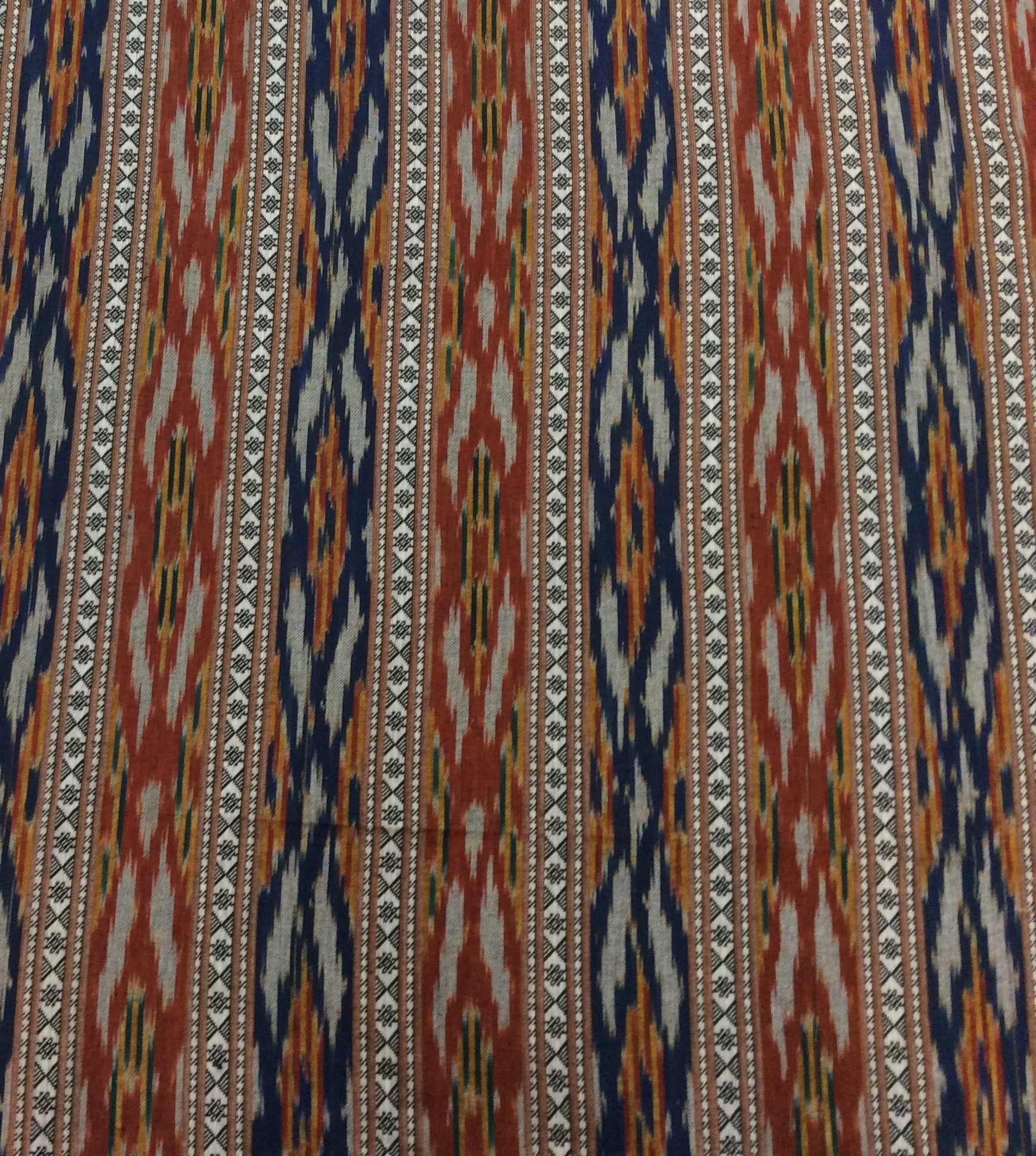 Blue & Red Cotton Handloom Dobby Ikat