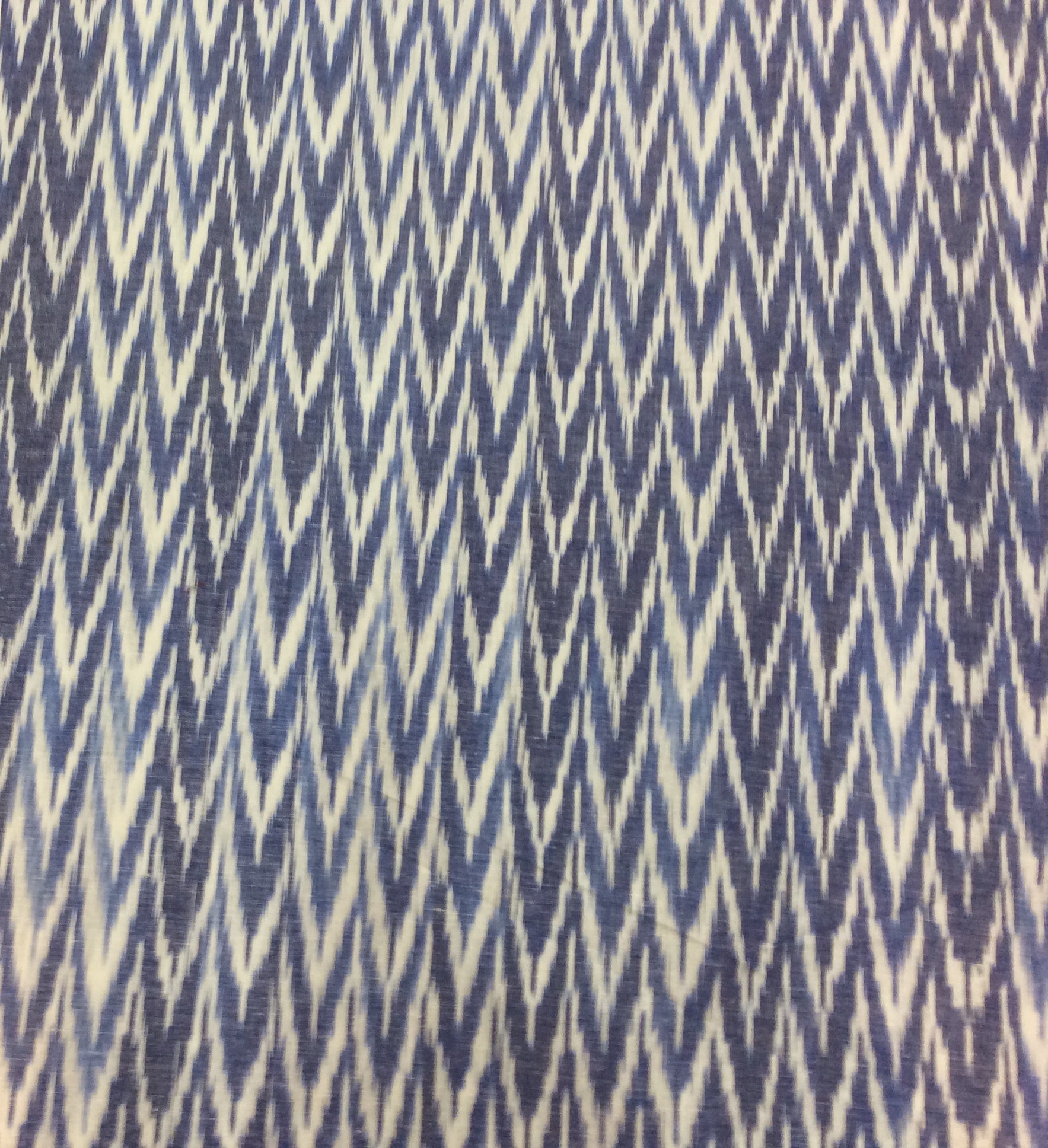 Blue & White Chevron Linen Cotton Blend Ikat