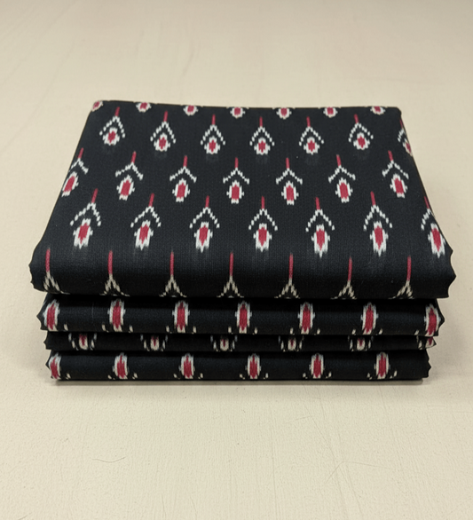 Black, Red & White Design Fine Quality Cotton Handloom Ikat |