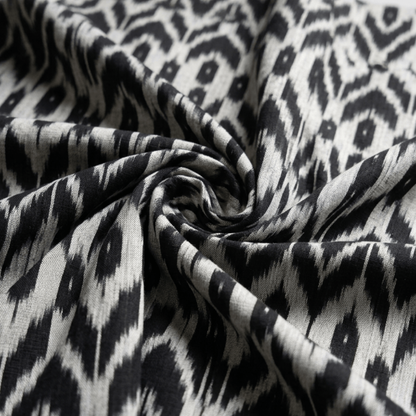 Black & Grey Fine Quality Handloom Cotton Ikat Fabric for Dress Material | Width: 44"
