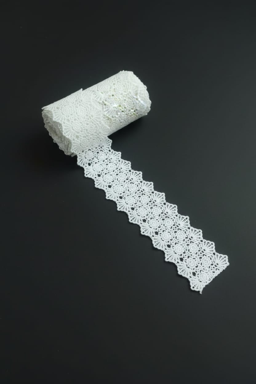 White Cotton Dyeable Chemical lace ( Width : 2 Inch & Sku: Ch-101)