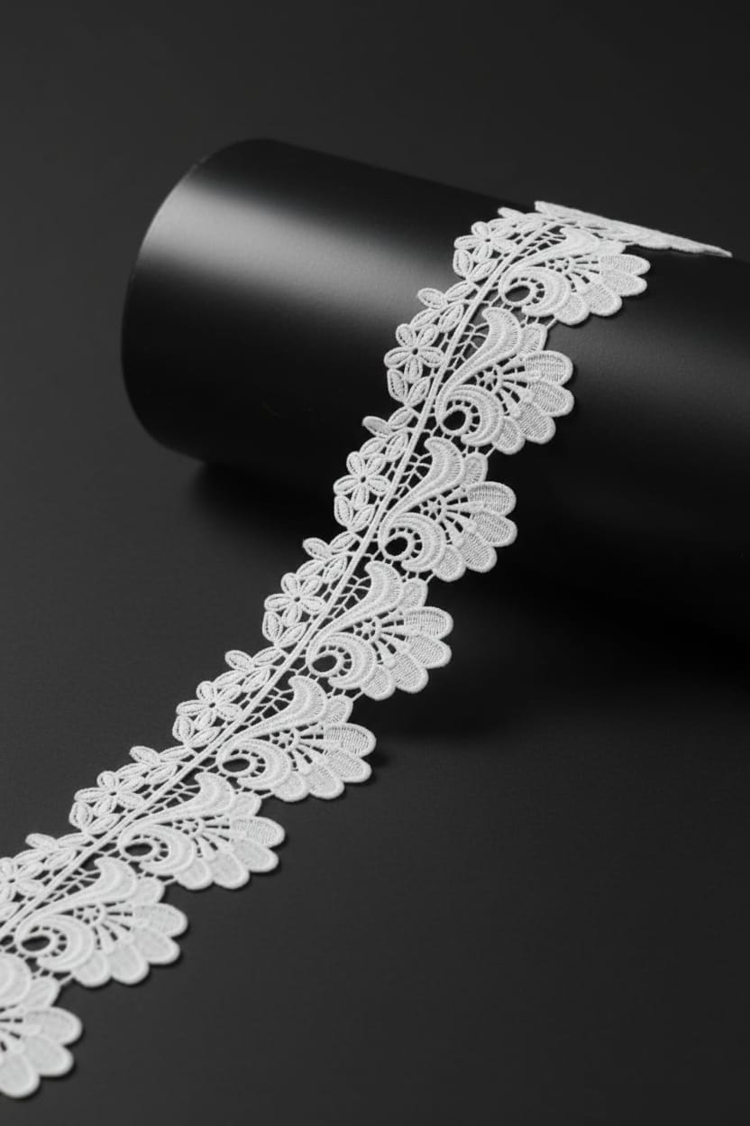 White Cotton Dyeable Chemical lace ( Width : 3 Inch & Sku: Ch-151 )