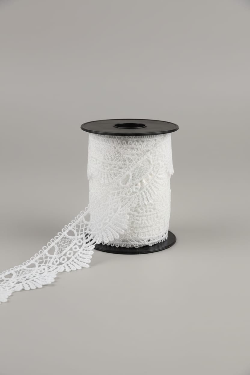 White Cotton Dyeable Chemical lace ( Width : 2 Inch & Sku: Ch-157 )
