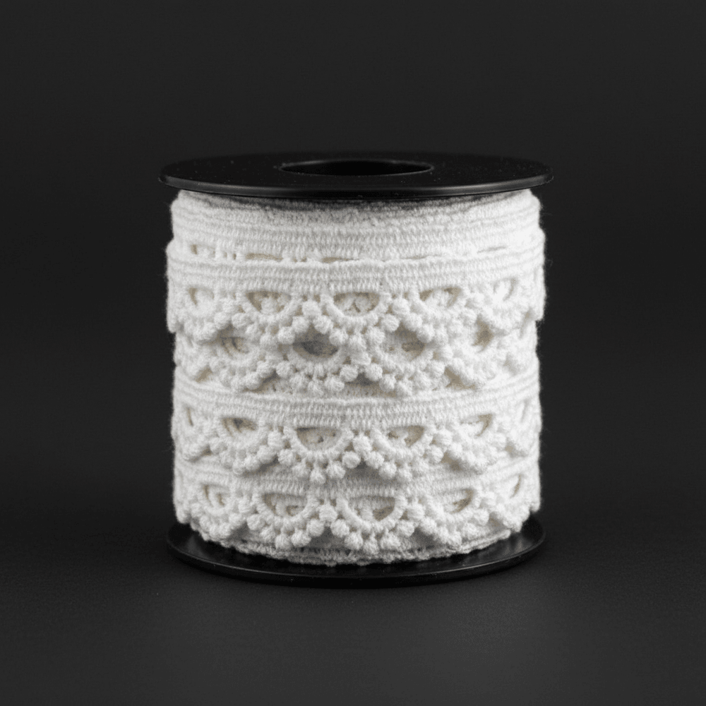 White Cotton Dyeable Chemical lace (Width : 1 cm & Sku: Ch-15)