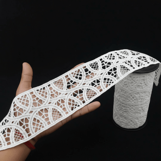 White Cotton Dyeable Chemical lace (Width : 3 Inch & Sku: Ch-25)