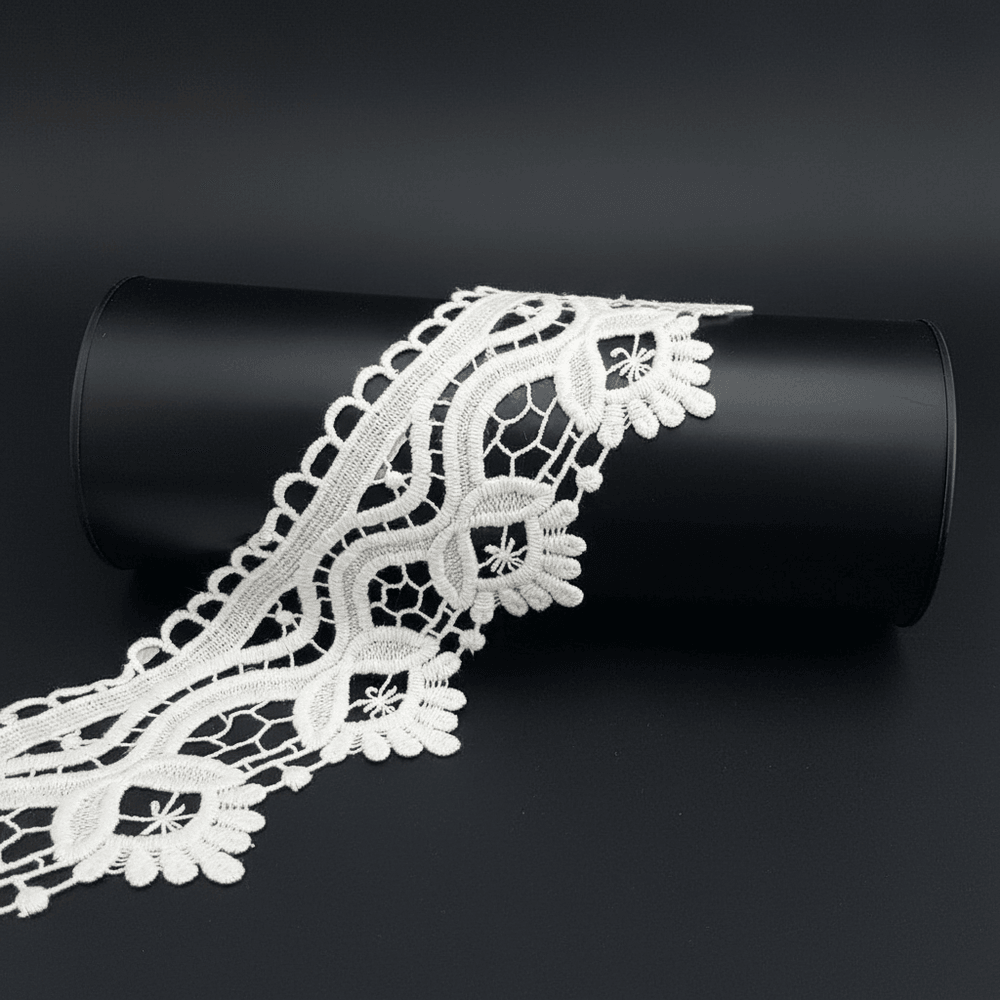 White Cotton Dyeable Chemical lace (Width : 3 Inch & Sku: Ch-28)