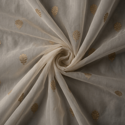 Off White Fancy Chanderi Lurex Fabric for Dress Material | Width : 44"